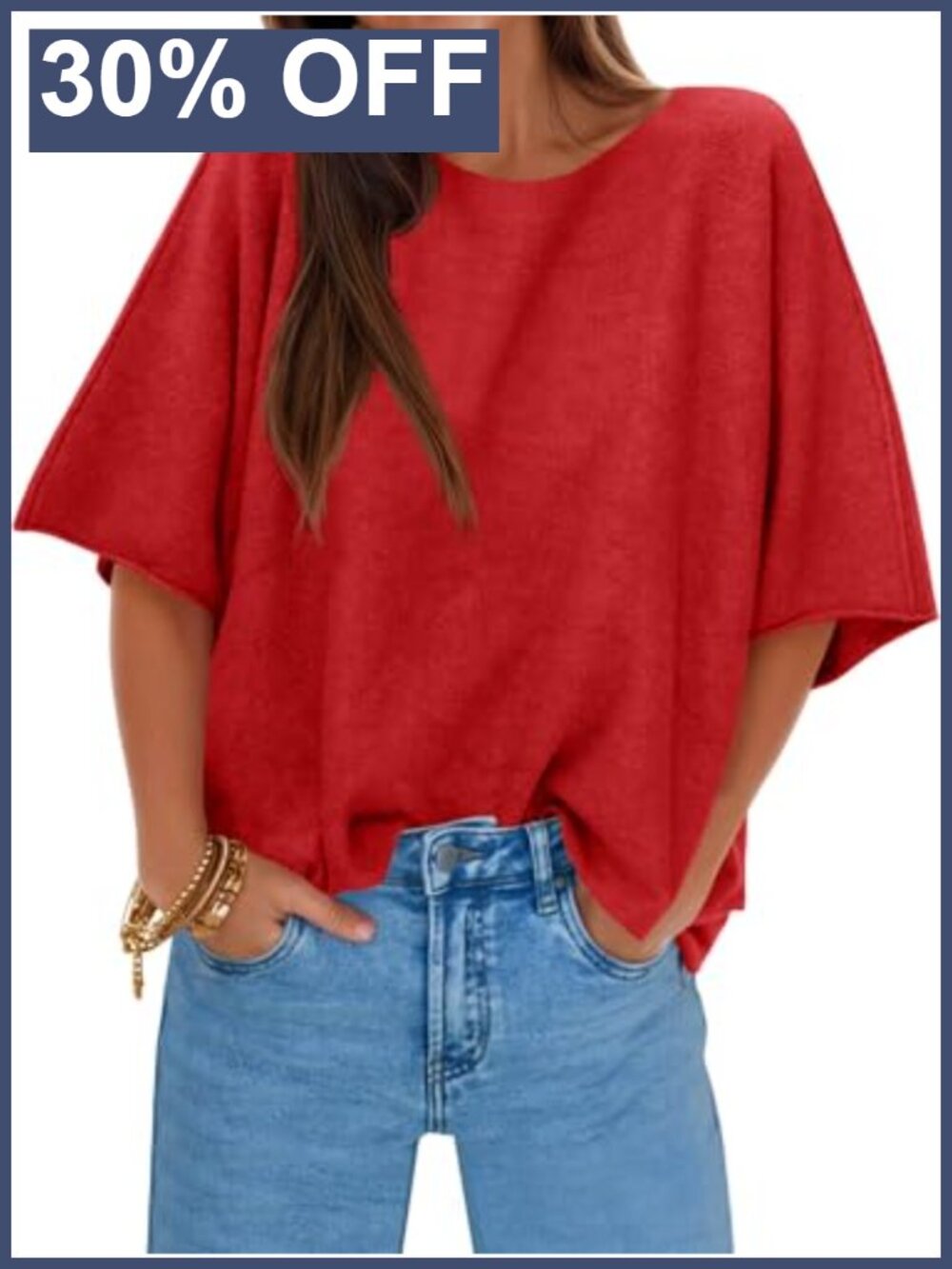 Oversized Short Sleeve Knit Pullover Sweater Boat Neck Casual Fall Top